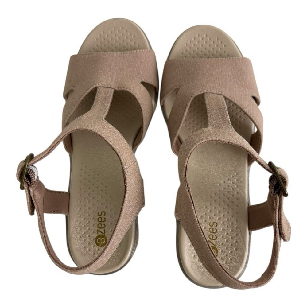 Bzees Women's Shoes Size 7.5 Everly Tan/Nude Block Heel Strappy Sandals Comfort - Picture 9 of 10